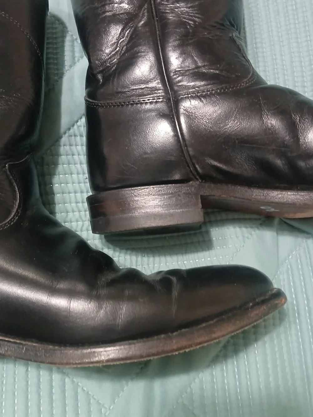 Men's Justins - Black Leather Mid-Calf Boots WESTERN Style 3133 Size 9 D